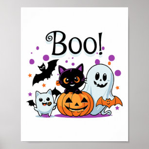 Boo Ghost Pumpkin Cat And Ts Halloween Graphic Wom Poster