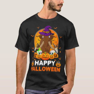 Boo Ghost Scary Pumpkin Moon Witch Woolly Mammoth  T-Shirt