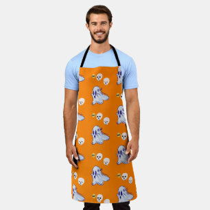 Boo Ghost UK 31 Spooky USA Skull October Halloween Apron