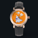 Boo Ghost UK 31 Spooky USA Skull October Halloween Watch<br><div class="desc">Boo Ghost UK 31 Spooky USA Skull October Halloween. Best gifts for Halloween Festival T-shirts, Ghost Puzzle, Trick or Treat iPhone Case, Spooky Tees, Skull Sticker, Spirit Mug, Birthday Tees, Anniversary T-shirts, Christmas, and Birthday T-shirts. Perfect Square Black Leather Watch. The Colourful designer-fitting outfits for Festival lovers, Thanksgiving lovers, Halloween...</div>