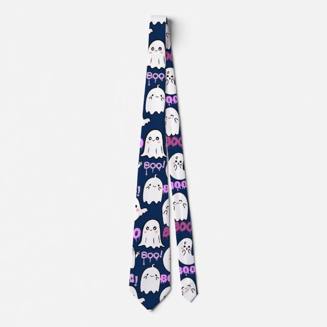 Boo, ghostly feel.b D Blue BG Tie (Front)
