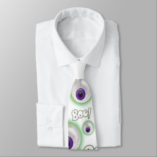 BOO Ghostly Halloween Floating Purple Eyeball Tie