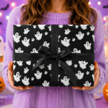 Boo Ghosts Black Halloween Pattern