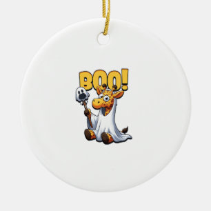 Boo Giraffe Halloween Ghost Giraffe  _1 Ceramic Tree Decoration
