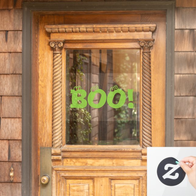 Boo! green eyeballs typography cute Halloween (Home Door)