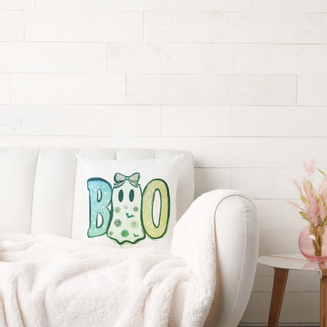 Boo Green Shades and Ghost White Halloween Cushion (Couch)