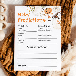 Boo Halloween Baby Shower Baby Predictions and Advice Card