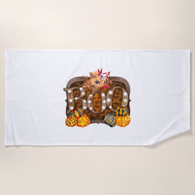 Boo Halloween       Beach Towel (Front)