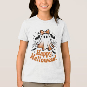 Boo Halloween Chequered Spooky Fun Kids Halloween Tri-Blend Shirt