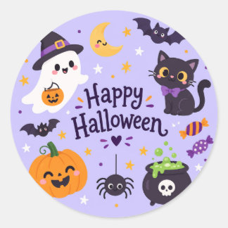 boo halloween classic round sticker
