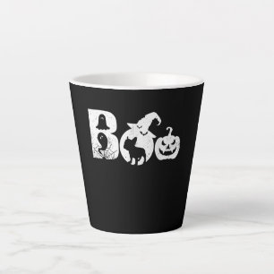 Boo Halloween Costume Bulldog Pumpkin & Witch Hat Latte Mug