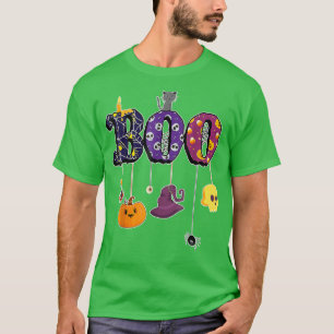 Boo Halloween Costume Spiders Ghosts Pumkin & Witc T-Shirt