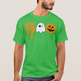 Boo Halloween Costume Spiders Ghosts Pumpkin & Wit T-Shirt