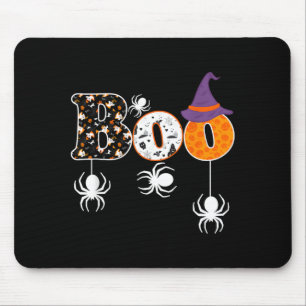 Boo Halloween Costume Spiders Ghosts Pumpkins Mouse Pad