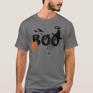 Boo Halloween Costume Spiders, Pumkin & Witch Hat T-Shirt