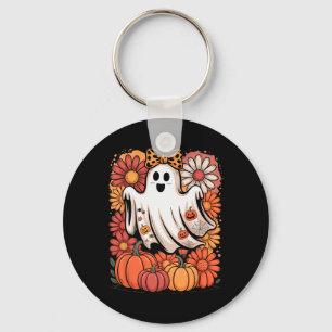 Boo Halloween Cute Ghost Girly Coquette Bow Autumn Key Ring