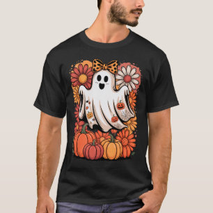 Boo Halloween Cute Ghost Girly Coquette Bow Autumn T-Shirt