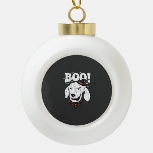 Boo Halloween Dog Witch Hat Bats Ceramic Ball Christmas Ornament