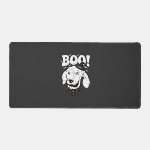 Boo Halloween Dog Witch Hat Bats Desk Mat