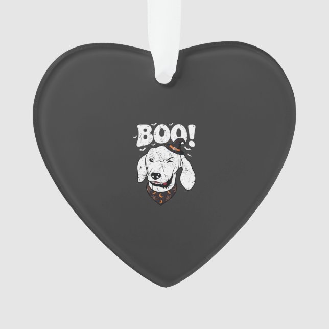 Boo Halloween Dog Witch Hat Bats Ornament (Front)
