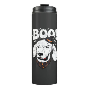 Boo Halloween Dog Witch Hat Bats Thermal Tumbler