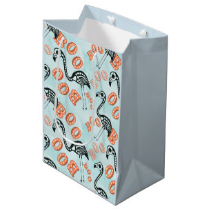 Boo Halloween Flamingo Skeleton Medium Gift Bag