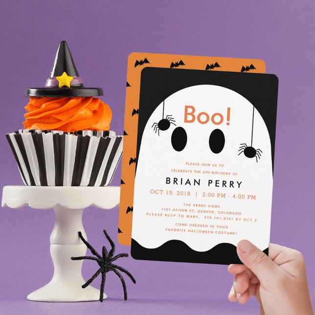 Boo! Halloween Ghost Cute Birthday Invitation (Creator Uploaded)