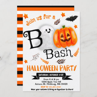 Boo! Halloween Ghost Cute Spooktacular Pumpkin Invitation