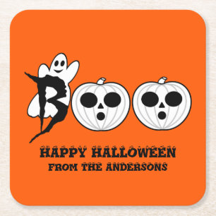 BOO! Halloween Ghost Paper Coaster