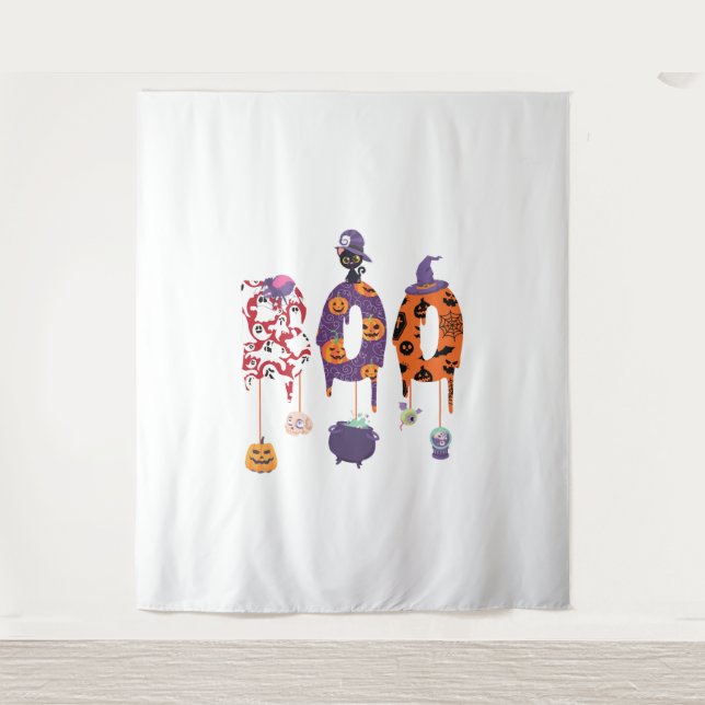 Boo! Halloween  Halloween Apparel  Halloween Tapestry (Front)
