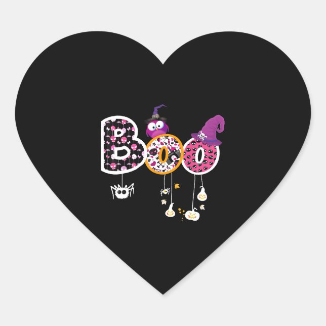 Boo Halloween  Heart Sticker (Front)