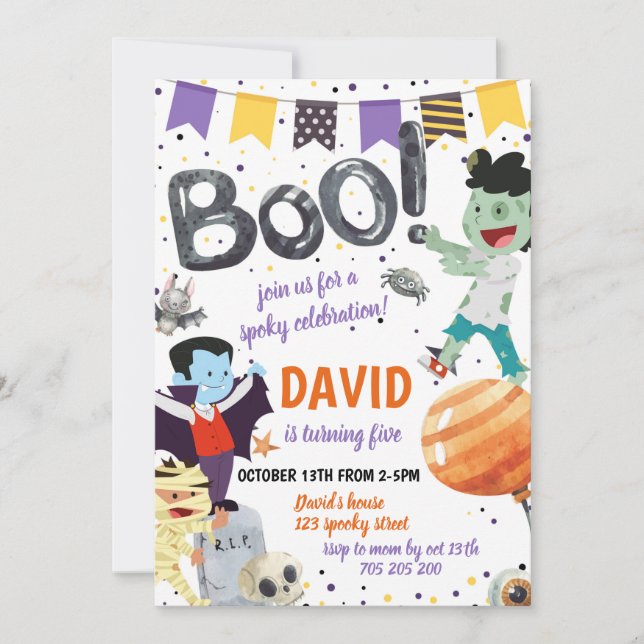 Boo Halloween Kids Birthday Party Spooky Costume Invitation (Front)