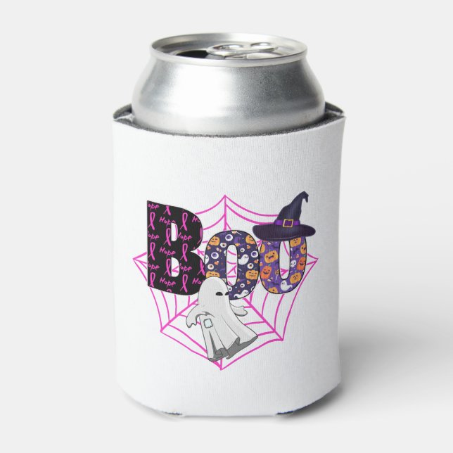Boo Halloween October Pink Can Cooler (Can Front)