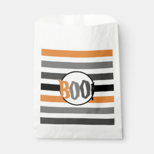 Boo Halloween Orange Black Striped Spooky Font Favour Bags