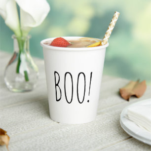 Boo Halloween Party   Cute Black White Spooky Kids Paper Cups