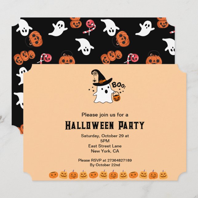 Boo Halloween Party Invitation (Front/Back)