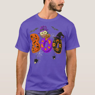 Boo Halloween Party Spiders And Witch Hat Pumpkin T-Shirt