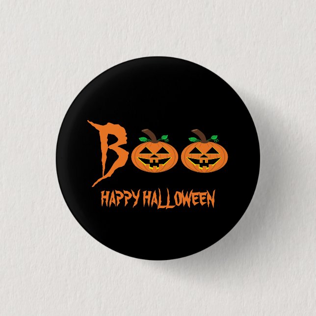 BOO! Halloween Pumpkin Button Badge (Front)