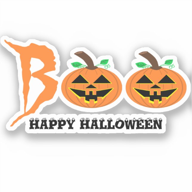 BOO! Halloween Pumpkin Custom-Cut Vinyl Sticker (Front)