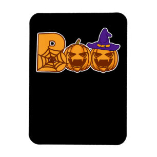 Boo Halloween Pumpkin Faces Spider Magnet