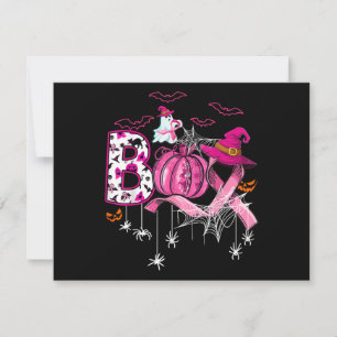 Boo Halloween Pumpkin Pink Ribbon Witch Breast Can