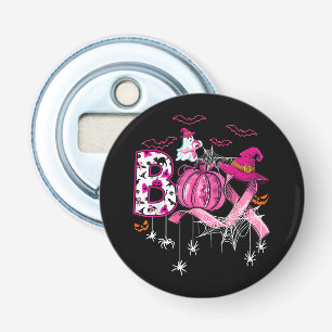 Boo Halloween Pumpkin Pink Ribbon Witch Breast Can Bottle Opener