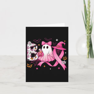 Boo Halloween Pumpkin Pink Ribbon Witch Breast Can Card