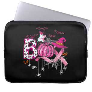 Boo Halloween Pumpkin Pink Ribbon Witch Breast Can Laptop Sleeve