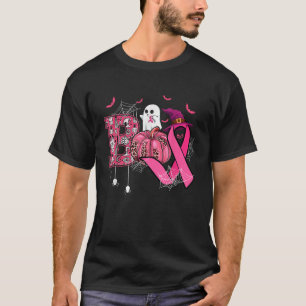 Boo Halloween Pumpkin Pink Ribbon Witch Breast Can T-Shirt