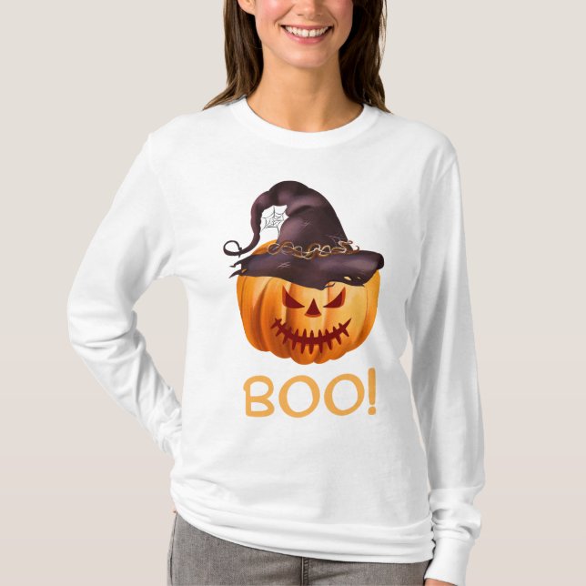 Boo Halloween Pumpkin T-Shirt (Front)