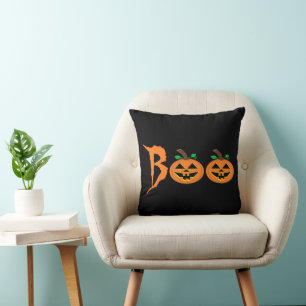 BOO! Halloween Pumpkin Throw Pillow