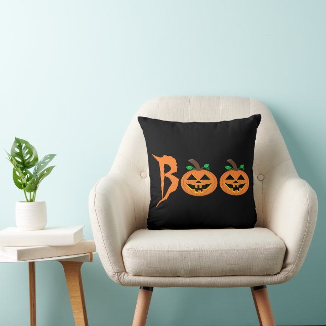 BOO! Halloween Pumpkin Throw Pillow (Chair)