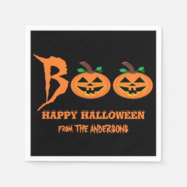 BOO! Halloween Pumpkins Napkins (Front)