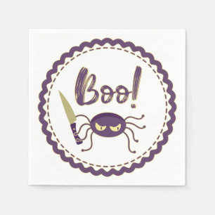 Boo! Halloween spider knife hand T-Shirt Napkin